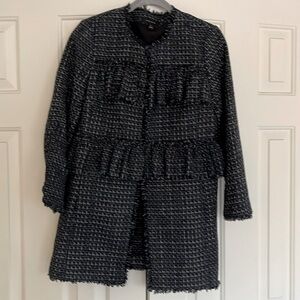 Ann Taylor NWOT Metallic Navy Tweed Blazer Jacket XS